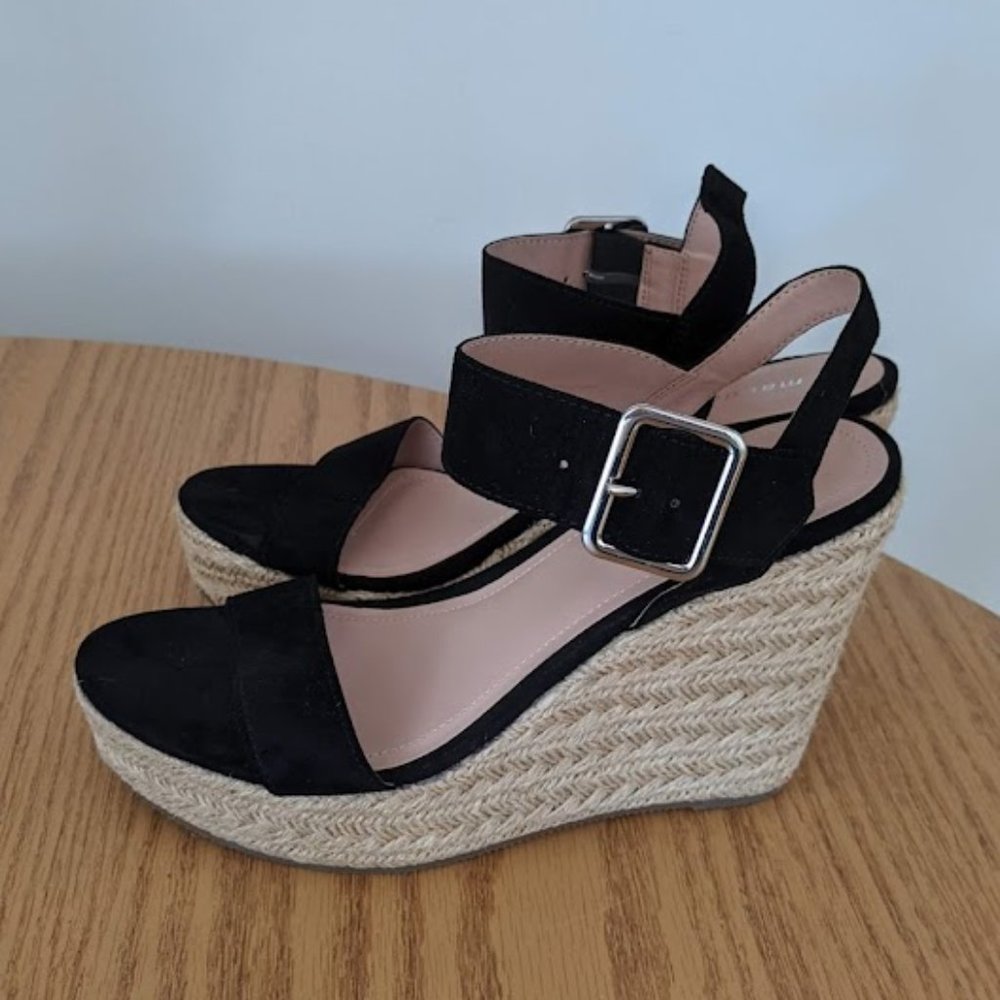 madden girl black wedges